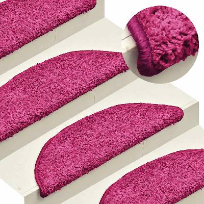vidaXL Schodové rohože 30 ks 56 x 17 x 3 cm růžové, půlkulaté