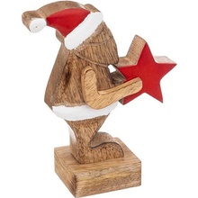 FÉÉRIC LIGHTS & CHRISTMAS® Drevená dekorácia Santa Claus hviezda 16cm