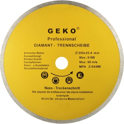 Diamantový kotúč celoobvodový 250 x 25,4 x 3 mm, GEKO