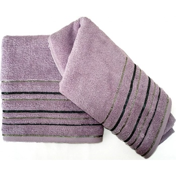 Praktik Froté ručník ZARA, fialový s proužkovanou bordurou, 40 x 60 cm