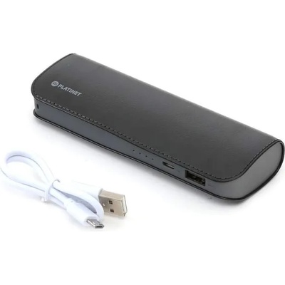 Platinet Power Bank Leather 7200 mAh - външна батерия с 2 USB изходa за таблети и смартфони (черен)