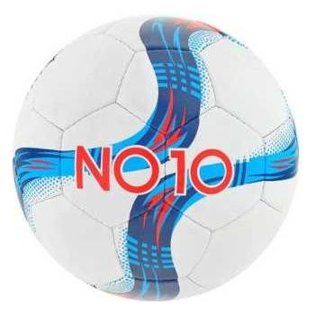 NO10 Футболна топка NO10 Magnum, Размер 5, Ръчно шита, Бяло със синьо
