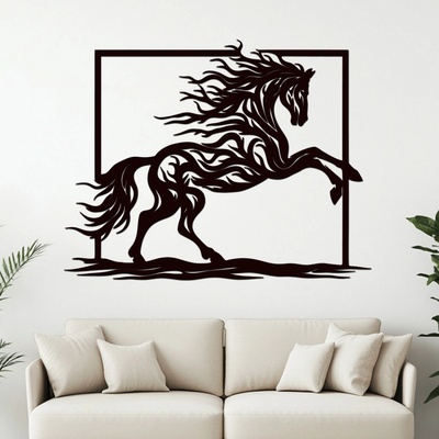 dřevo života Dřevěný obraz HORSE Rozměry (cm): 60x47, Zvolte barvu dekoru: Černá