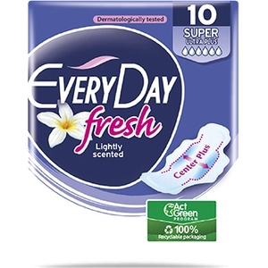 EveryDay Fresh Center Plus Super По-дълги ултратънки дамски превръзки с крилца 10бр (89520520)