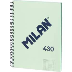 MILAN Тетрадка 1918, А4, малки квадратчета, твърда корица, със спирала, 80 листа, зелена (57143E80GR)