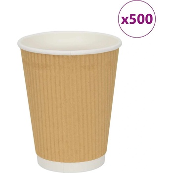 vidaXL Хартиени чаши за кафе 500 бр. 12oz 300ml Кафяво (4102800)