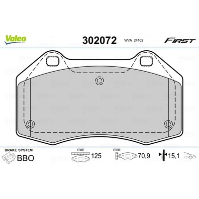 VALEO Sada brzdových platničiek kotúčovej brzdy 302072