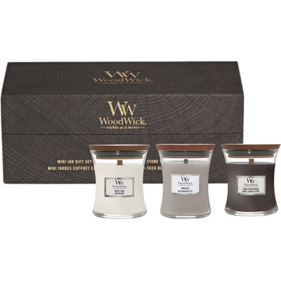 WoodWick Fireside & White Teak & Sand Driftwood 3 pcs