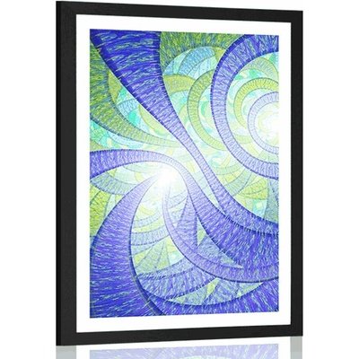 Plakát s paspartou fraktální abstrakce - 40x60 black