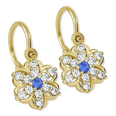 Soliter Detské zlaté náušnice s kryštálmi Kytičky 239 001 00904