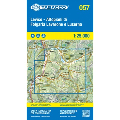 Levico, Altopiani di Folgaria, Lavarone e Luserna (Tabacco - 057) - turistická mapa | knihynahory.cz