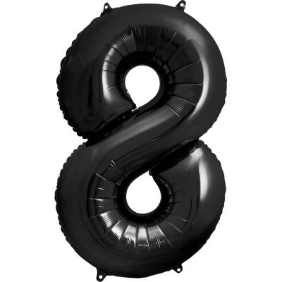 PartyDeco Balónek fóliový číslo 8 černý 86 cm
