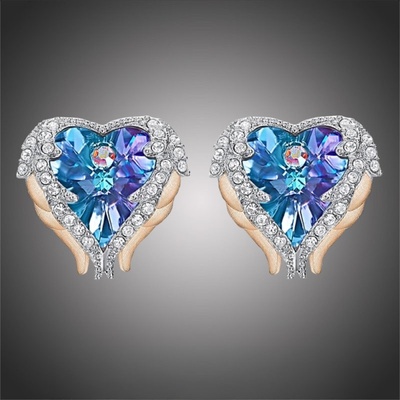 Éternelle náušnice Swarovski Elements Angel Wings Gold Violet andělská křídla E1482-SE8080A(7) Fialová