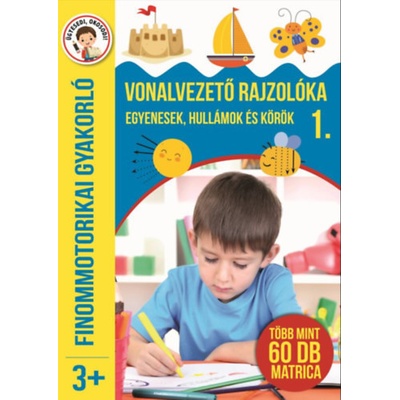 Vonalvezető rajzolóka 1. - Egyenesek, hullámok és körök - Finommotorikai gyakorló - Több mint 60 db matrica