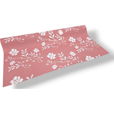Floristická fólie 50cm x 9m design květu 5 starorůžová