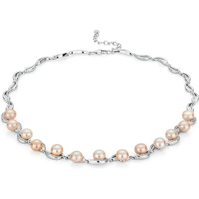 Swan Сребърно колие с розови естествени перли FN662NP Swan