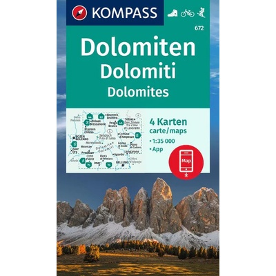 Dolomiten, Dolomiti, Dolomites (Kompass - 672, set 4 map)