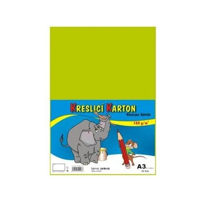 Karton barevný kreslicí A3 420 x 297 mm 50 listů /180g světle zelený E