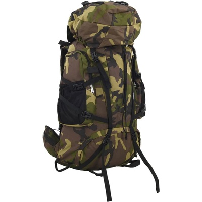 vidaXL Туристическа раница, зелен камуфлаж, 100 л, Оксфорд плат (4009976)