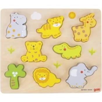 Image 1 of Goki - Детски дървен пъзел - Диви животни (57809)
