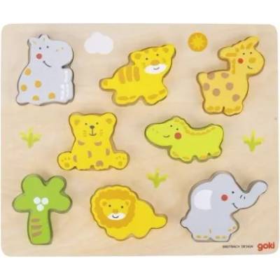 Goki - Детски дървен пъзел - Диви животни (57809)