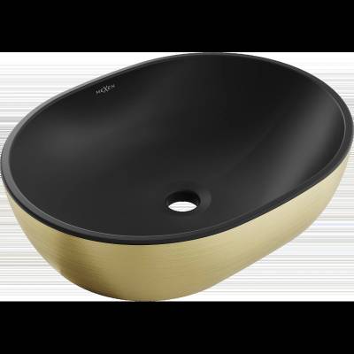 Viki плот за мивка 48 x 35 см, черен мат/златен линиен модел - 21054877 (21054877)