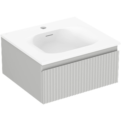 Mexen Rivel шкаф за баня 50 см с мивка Vela, 1 чекмедже, оребрен , сив мат/бял мат - 91A20-05023-1-BF62-W23M01 (91A20-05023-1-BF62-W23M01)