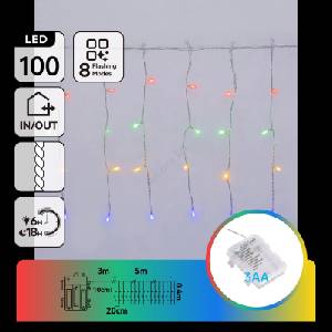 Aigostar Aigostar-LED Външен коледен гирлянд 100xLED/8 функции 3xAA 8x0, 4m IP44 многоцветен (AI3120)