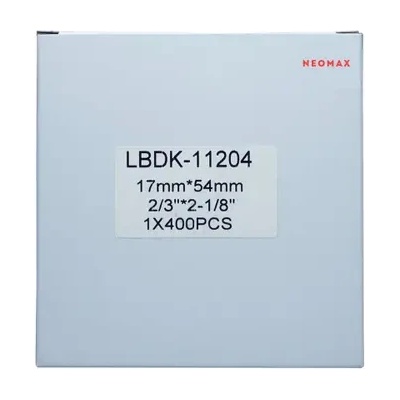 NEOMAX ЛЕНТА ЗА ЕТИКЕТНИ ПРИНТЕРИ BROTHER ТИП QL - MULTI PURPOSE LABEL - 17 mm x 54 mm x 400 - DK11204 (DK-11204) - PN LB-11204 - NEOMAX (300BRADK11204N)