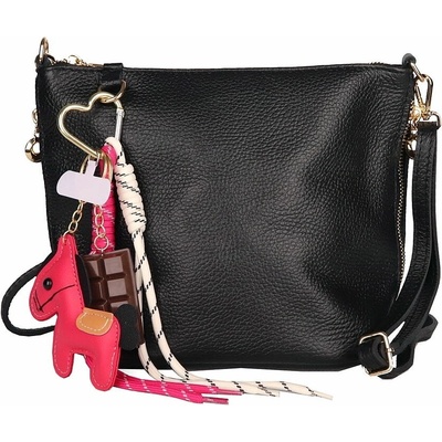 Luka Malá/střední černá kožená crossbody kabelka no. 110