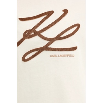 Karl Lagerfeld Памучна тениска Karl Lagerfeld дамска в бежово A3W17014 (A3W17014)