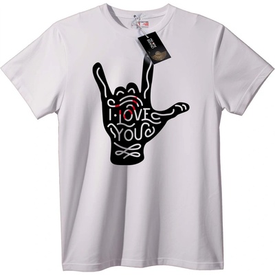 NOONEBRAND Тениска Обичам те Знак - 4XL, White