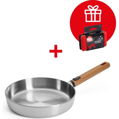 Woll Nerezová pánev Logic Steel s dřevěnou odnímatelnou rukojetí, Ø 24 cm 1524WLCS