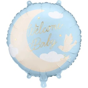 Party Deco Фолиен балон „Welcome Baby, с луна - Син (FB350-001J)