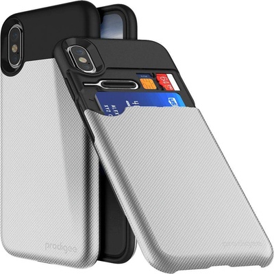 Prodigee Undercover Case - хибриден кейс с място за карти за iPhone XS, iPhone X (сребрист)
