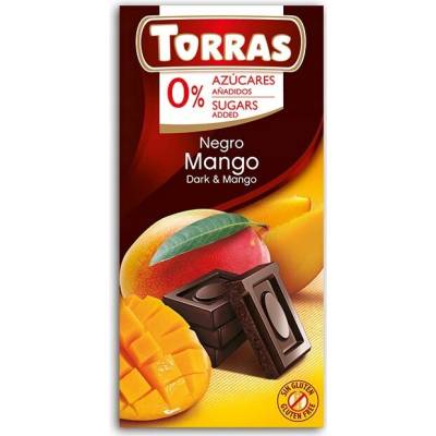 TORRAS Čokoláda bez cukru horká s mangom 75 g