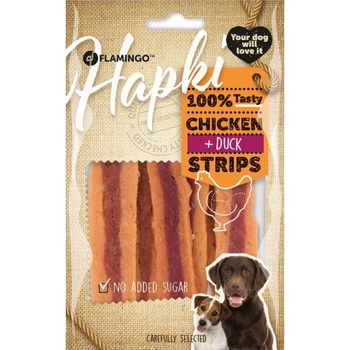 Flamingo Snacks Hapki Strips with chicken with duck - меки лентички с пиле и патешко 85 гр, Белгия - 2010055