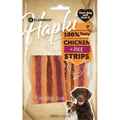 Flamingo Snacks Hapki Strips with chicken with duck - меки лентички с пиле и патешко 85 гр, Белгия - 2010055