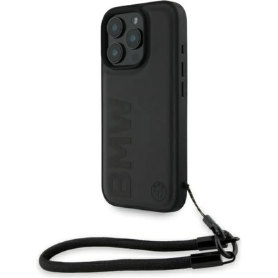 BMW Кожен калъф с надпис BMW Signature за iPhone 16 Pro - черен