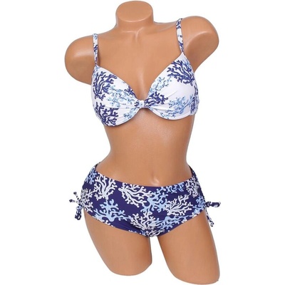 Дамски бански с корали в бяло и синьо