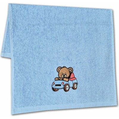 Praktik textil Dětský ručník LILI 30 x 50 cm Méďa v autě modrý