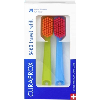 Curaprox CS 5460 Travel set náhradní hlavice kartáčku tmavě růžová + žlutá