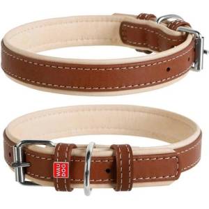 COLLAR Кожен нашийник Soft за куче 46 - 60см, 35мм, кафяво - бежов