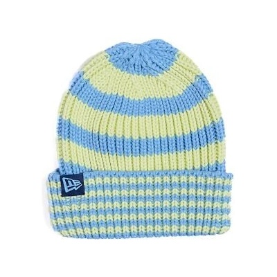 New Era Medium Knit Stripe beanie Pastel blue / Neon yellow