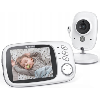 Boifun elektronická chůvička bílá s LCD kamerou, nahráváním a nočním režimem