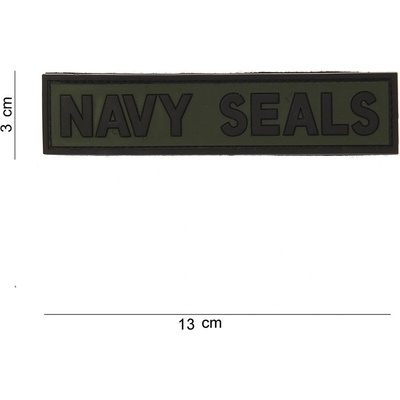 Gumová nášivka 101 Inc nápis NAVY SEALS - olivová