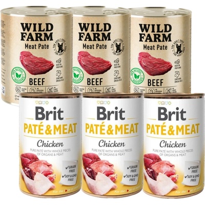 Brit Paté & Meat Kuracia 3 x 800 g Wild Farm Hovädzia pašteta 3 x 800 g
