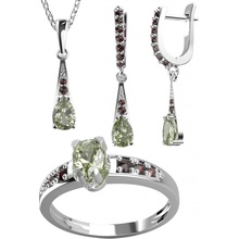 A-B Set of silver jewelry Orion with Czech meteorite moldavite and garnets 20000057