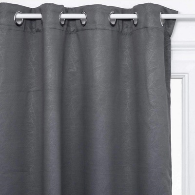 Atmosphera Okenní opona tónovaná Moderní okenní opona šedá s motivem listu 140 x 260 cm antracitová
