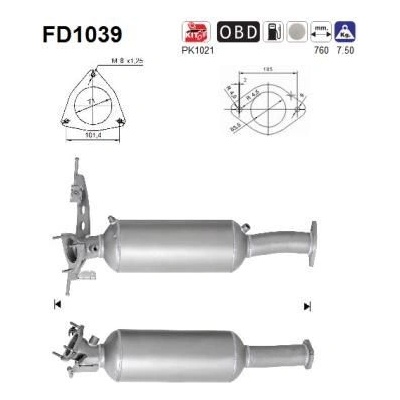 Filtr sazových částic, výfukový systém AS FD1039
